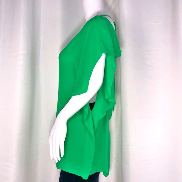 Halston Heritage Green Silk Tie & Open Back Blouse - Picture 3 of 15